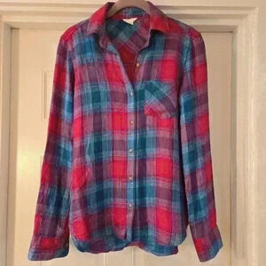 Aeropostale Womens Button Down Plaid Long Sleeve XS